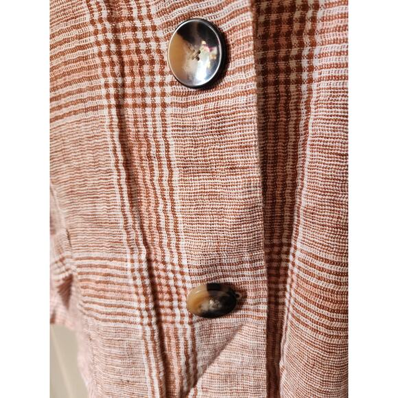 J.Jill Linen Cotton Checkered Plaid Oversized Light Weight Blazer Size Medium - Picture 8 of 9